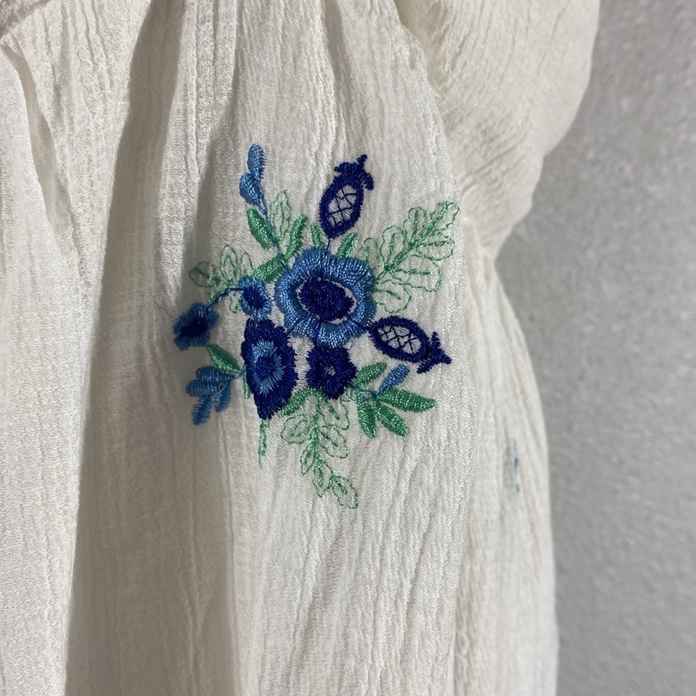 NWT SugarLips white blue floral embroidery strapless maxi dress XL - Picture 6 of 11